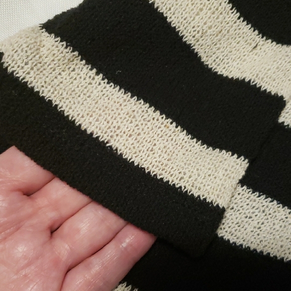 Striped Black and Cream Turtleneck Sweater - Picture 6 of 7